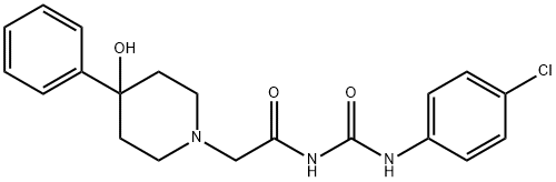 3-(p-クロロフェニル)-1-[(4-ヒドロキシ-4-フェニルピペリジノ)アセチル]尿素 化学構造式