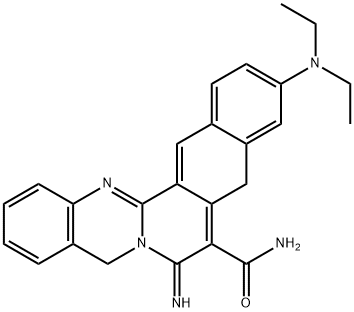 11-(ジエチルアミノ)-7,9-ジヒドロ-7-イミノ-5H-ベンゾ[6,7]イソキノ[1,2-b]キナゾリン-8-カルボアミド 化学構造式