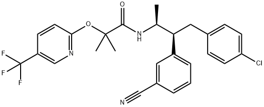 N-[(1S,2S)-3-(4-氯苯基)-2-(3-氰基苯基)-1-甲基丙基]-2-甲基-2-[(5-(三氟甲基)吡啶-2-基)氧基]丙酰胺 结构式
