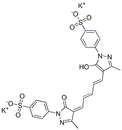 dipotassium p-[4,5-dihydro-4-[5-[5-hydroxy-3-methyl-1-(4-sulphonatophenyl)-1H-pyrazol-4-yl]penta-2,4-dienylidene]-3-methyl-5-oxo-1H-pyrazol-1-yl]benzenesulphonate Struktur
