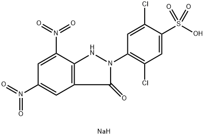 sodium 2,5-dichloro-4-(1,3-dihydro-5,7-dinitro-3-oxo-2H-indazol-2-yl)benzenesulphonate 结构式