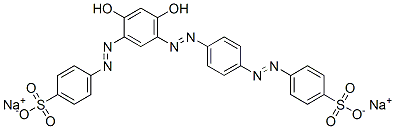 disodium 4-[[2,4-dihydroxy-5-[[4-[(4-sulphonatophenyl)azo]phenyl]azo]phenyl]azo]benzenesulphonate Structure