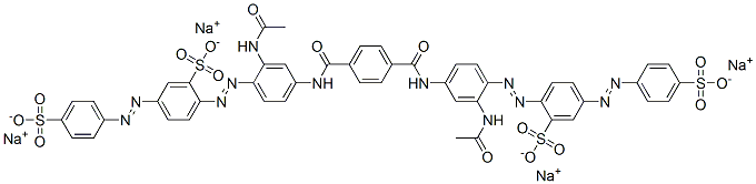 tetrasodium 2,2'-[1,4-phenylenebis[carbonylimino[2-acetamido-4,1-phenylene]azo]]bis[5-[(4-sulphonatophenyl)azo]benzenesulphonate] Struktur
