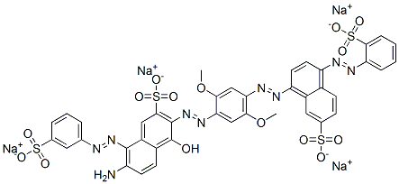 7-アミノ-3-[2,5-ジメトキシ-4-[7-(ソジオスルホ)-4-[2-(ソジオスルホ)フェニルアゾ]-1-ナフタレニルアゾ]フェニルアゾ]-4-ヒドロキシ-8-[3-(ソジオスルホ)フェニルアゾ]-2-ナフタレンスルホン酸ナトリウム 化学構造式