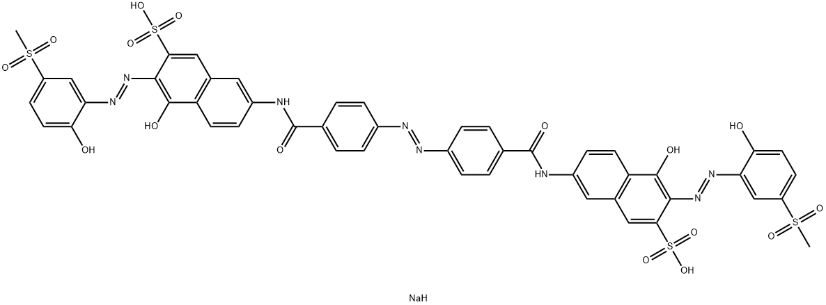 disodium 7,7'-[azobis(4,1-phenylenecarbonylimino)]bis[4-hydroxy-3-[[2-hydroxy-5-(methylsulphonyl)phenyl]azo]naphthalene-2-sulphonate] Structure