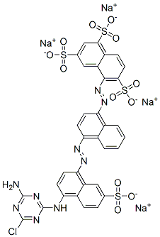 tetrasodium 5-[[4-[[4-[(4-amino-6-chloro-1,3,5-triazin-2-yl)amino]-7-sulphonato-1-naphthyl]azo]-1-naphthyl]azo]naphthalene-1,3,6-trisulphonate Structure