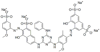 2,7-Naphthalenedisulfonic acid, 4-hydroxy-5-[[4-[[4-[[5-hydroxy-6-[(2-methoxy-5-sulfophenyl)azo]-7-sulfo-2-naphthalenyl]amino]-6-(phenylamino)-1,3,5-triazin-2-yl]amino]-5-methoxy-2-methylphenyl]azo]-, tetrasodium salt Structure