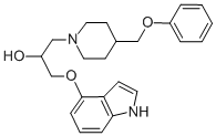 4-[2-ヒドロキシ-3-[4-(フェノキシメチル)ピペリジノ]プロポキシ]-1H-インドール 化学構造式