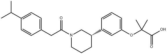 2-Methyl-2-[3-[(3S)-1-[2-[4-(1-methylethyl)phenyl]acetyl]-3-piperidinyl]phenoxy]-propanoicacid Structure
