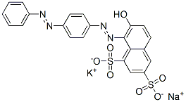 7-ヒドロキシ-8-[[4-(フェニルアゾ)フェニル]アゾ]-1,3-ナフタレンジスルホン酸/カリウム/ナトリウム 化学構造式