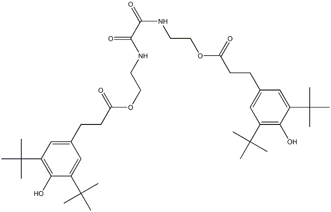 N,N'-ビス[2-[2-(3,5-ジ-tert-ブチル-4-ヒドロキシフェニル)エチルカルボニルオキシ]エチル]オキサミド 化学構造式