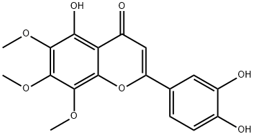 3,4',5-トリヒドロキシ-6,7,8-トリメトキシフラボン 化学構造式