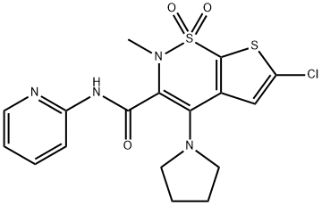 6-Chloro-2-methyl-N-(pyridin-2-yl)-4-(pyrrolidin-1-yl)-2H-thieno[3,2-e]-1,2-thiazine-3-carboxamide 1,1-dioxide Structure
