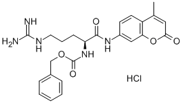 N-[(S)-4-(アミノイミノメチルアミノ)-1-(4-メチル-2-オキソ-2H-1-ベンゾピラン-7-イルアミノカルボニル)ブチル]カルバミン酸フェニルメチル・塩酸塩 化学構造式