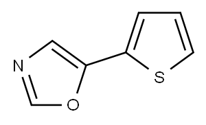 5‐(2‐チエニル)オキサゾール 化学構造式