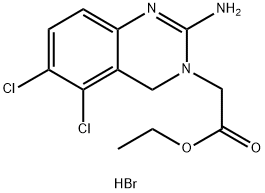 Ethyl 5,6-dichloro-3,4-dihydro-2(1H)-iminoquinazoline-3-acetate hydrobromide Structure