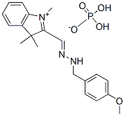2-[[(4-methoxyphenyl)methylhydrazono]methyl]-1,3,3-trimethyl-3H-indolium dihydrogen phosphate Structure