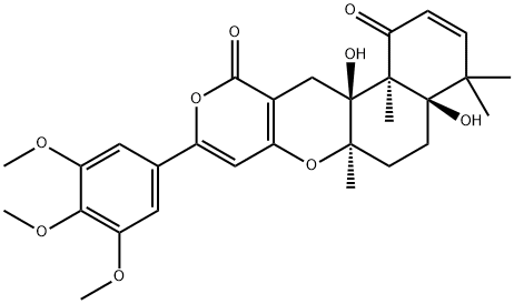 (4aR)-4a,6,6a,12,12a,12b-ヘキサヒドロ-4aβ,12aβ-ジヒドロキシ-4,4,6aα,12bα-テトラメチル-9-(3,4,5-トリメトキシフェニル)-4H,11H-ナフト[2,1-b]ピラノ[3,4-e]ピラン-1,11(5H)-ジオン 化学構造式