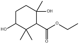 3,6-ジヒドロキシ-2,2,6-トリメチルシクロヘキサンカルボン酸エチル 化学構造式