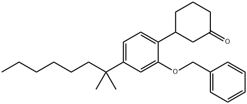 3-[4-(1,1-ジメチルヘプチル)-2-(フェニルメトキシ)フェニル]シクロヘキサノン 化学構造式