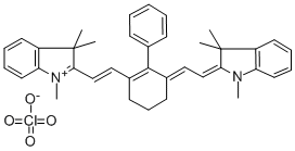 2-[2-[3-[(1,3-二氢-1,3,3-三甲基-2H-吲哚-2-亚基)乙亚基]-2-苯基-1-环己烯-1-基]乙烯基]-1,3,3-三甲基-3H-吲哚高氯酸盐, 70446-36-5, 结构式
