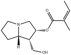 (Z)-2-メチル-2-ブテン酸[(1S,2R,7aS)-ヘキサヒドロ-1-ヒドロキシメチル-1H-ピロリザイン-2-イル] 化学構造式