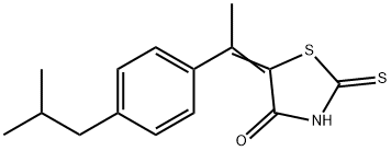 5-[1-(p-Isobutylphenyl)ethylidene]-4-oxo-2-thioxothiazolidine Struktur