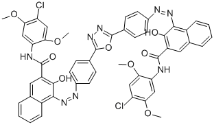 4,4'-[1,3,4-OXADIAZOLE-2,5-DIYLBIS(4,1-PHENYLENEAZO) BIS[N-(4-CHLORO-2,5-DIMETHOXYPHENYL)]-3-HYDROXY-2-NAPHTHALENECARBOXAMIDE 化学構造式