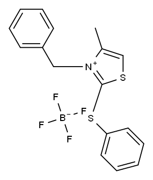 Thiazolium, 4-methyl-3-(phenylmethyl)-2-(phenylthio)-, tetrafluoroborate(1-) Struktur
