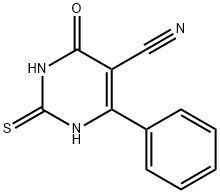 5-Pyrimidinecarbonitrile, 1,2,3,4-tetrahydro-4-oxo-6-phenyl-2-thioxo- Struktur
