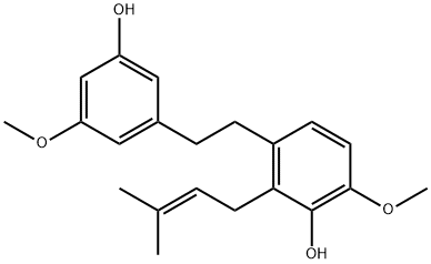 3-[2-(3-ヒドロキシ-5-メトキシフェニル)エチル]-6-メトキシ-2-(3-メチル-2-ブテニル)フェノール 化学構造式