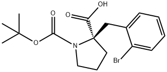 Boc-(R)-a-(2-bromo-benzyl)-proline Struktur
