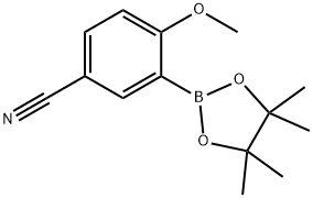 4-メトキシ-3-(4,4,5,5-テトラメチル-1,3,2-ジオキサボロラン-2-イル)ベンゾニトリル 化学構造式