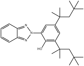 2-(2H-ベンゾトリアゾール-2-イル)-4,6-ビス(1,1,3,3-テトラメチルブチル)フェノール 化学構造式
