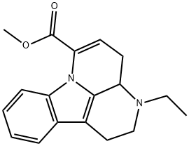 rac-3-エチル-2,3,3aα*,4-テトラヒドロ-1H-インドロ[3,2,1-de][1,5]ナフチリジン-6-カルボン酸メチル 化学構造式