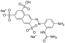 disodium hydrogen -7-[[4-amino-2-[(aminocarbonyl)amino]phenyl]azo]naphthalene-1,3,6-trisulphonate Structure