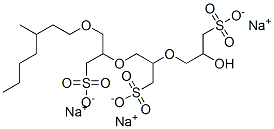 2-(2-Hydroxy-3-sulfopropoxy)-3-[1-[[(3-methylheptyl)oxy]methyl]-2-sulfoethoxy]-1-propanesulfonic acid trisodium salt Struktur