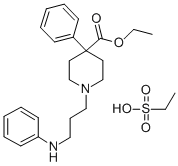 4-フェニル-1-[3-(フェニルアミノ)プロピル]-4-ピペリジンカルボン酸エチル·エタンスルホン酸 化学構造式
