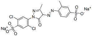 disodium 2,5-dichloro-4-[4,5-dihydro-3-methyl-5-oxo-4-[(4-sulphonato-o-tolyl)azo]-1H-pyrazol-1-yl]benzenesulphonate Struktur