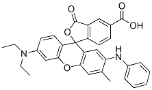 6'-(ジエチルアミノ)-3'-メチル-3-オキソ-2'-(フェニルアミノ)スピロ[イソベンゾフラン-1(3H),9'-[9H]キサンテン]-5-カルボン酸 化学構造式