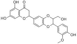 (2S)-2α-[(2R,3R)-2-(ヒドロキシメチル)-3-(3-メトキシ-4-ヒドロキシフェニル)-2,3-ジヒドロ-1,4-ベンゾジオキシン-7-イル]-5,7-ジヒドロキシ-2,3-ジヒドロ-4H-1-ベンゾピラン-4-オン 化学構造式