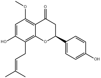 2,3-二氢-7-羟基-2-(4-羟基苯基)-5-甲氧基-8-(3-甲基-2-丁烯基)-4H-1-苯并吡喃-4-酮, 70872-29-6, 结构式