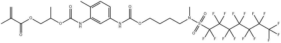 2-メチルプロペン酸2-[[[[2-メチル-5-[[[4-[メチル[(ペンタデカフルオロヘプチル)スルホニル]アミノ]ブトキシ]カルボニル]アミノ]フェニル]アミノ]カルボニル]オキシ]プロピル 化学構造式