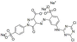 4-[[5-[(4,6-二氯-1,3,5-三嗪基-2基)氨基]-2-磺苯基]偶氮]-4,5-二氢-5-氧代-1-(4-磺苯基)-1H-吡唑-3-羧酸三钠,70900-45-7,结构式