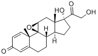9b,11b-Epoxy-17,21-dihydroxypregna-1,4-diene-3,20-dione Struktur