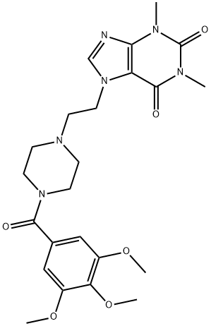 1H-Purine-2,6-dione, 3,7-dihydro-1,3-dimethyl-7-(2-(4-(3,4,5-trimethox ybenzoyl)-1-piperazinyl)ethyl)- Structure