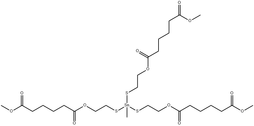 dimethyl 11-[[2-[(6-methoxy-1,6-dioxohexyl)oxy]ethyl]thio]-11-methyl-6,16-dioxo-7,15-dioxa-10,12-dithia-11-stannahenicosanedioate Structure