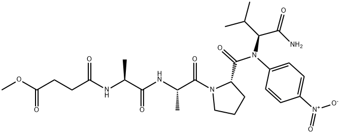 N-甲氧基琥珀酰-丙酰氨-丙酰氨-脯酰氨-缬氨酸对硝基酰苯胺,70967-90-7,结构式