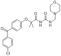 Urea, 1-(2-(p-(p-chlorobenzoyl)phenoxy)-2-methylpropionyl)-3-(morpholi nomethyl)- Struktur