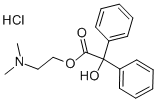 α-ヒドロキシ-α-フェニルベンゼン酢酸2-(ジメチルアミノ)エチル·塩酸塩 化学構造式